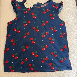 Gucci Kids Blue Cherry Print Top
